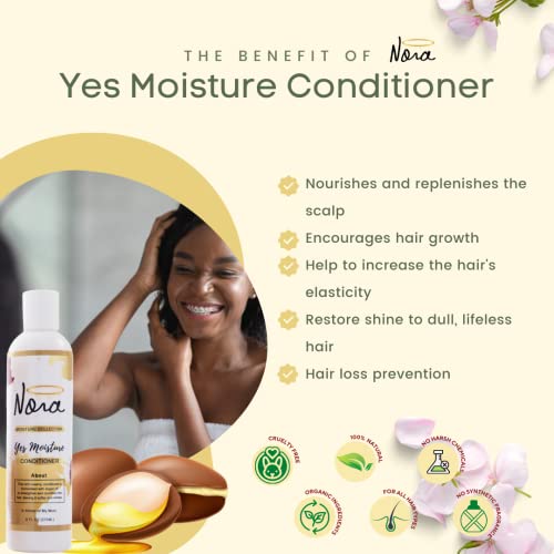 Nora -Moisture Conditioner- (For Dry Hair-Easy Detangling-Soften-Reduce Hair Loss) Infused With Olive Oil, Argan Oil & Grapeseed Oil (8Oz Bottle) #TOP3