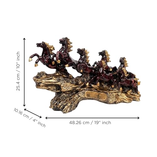 Image of eCraftIndia Resin 7 Running Victory Horse Statue | Vastu Feng Shui Showpiece for Home Decor Office | Horse Figurine Good Luck Gift for Housewarming Birthday