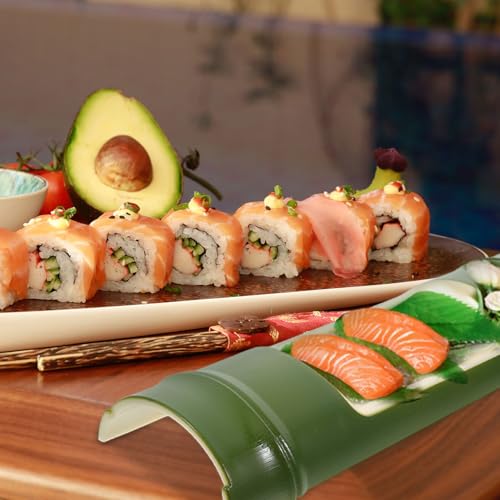 Plato para servir sushi sashimi de plástico estilo japonés miniatura 6