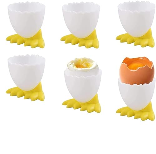 Norhogo Lot de 6 coquetiers amusants en plastique - Motif dessin animé - Pour enfants - Amusants - Pour œufs à la coque