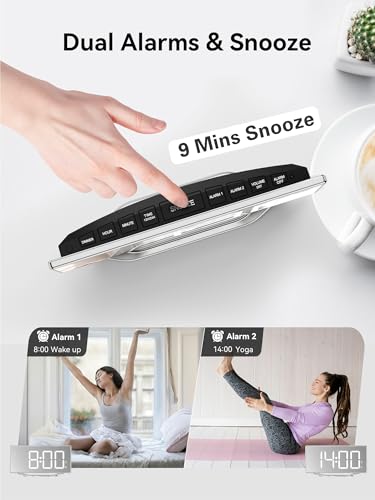 Image of Digital Clock for Living Room, Slim LED Mirror Digital Alarm Clock with 2 USB Ports, Dual Alarms, 12 /24H, Large Display with Diming Mode, Modern Electronic Clock for Bedroom Home Office Desk Decor