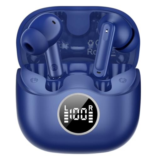 Image of xinwld Adaptive Hybrid Active Noise Canceling 2026 Wireless Earbuds, 6 Mics ENC Clear Call Ear Buds, Hi-Res Audio Deep Bass Bluetooth 5.4 Headphones, 40H, LED, for Sports Running Gym Workout, Blue