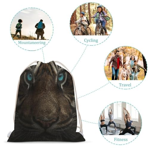 Drawstring Backpack Foldable Draw String Bags Tiger with Teal Eyes Sackpack Sports Gym Bag for Shopping Yoga3