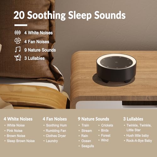 Image of Kipcush White Noise Machine for Sleeping, Baby & Adults, High-Fidelity Non-Looping Sounds, Sleep Sound Machine with Dimmable Night Light, USB Powered, Memory Function, Home, Nursery & Travel