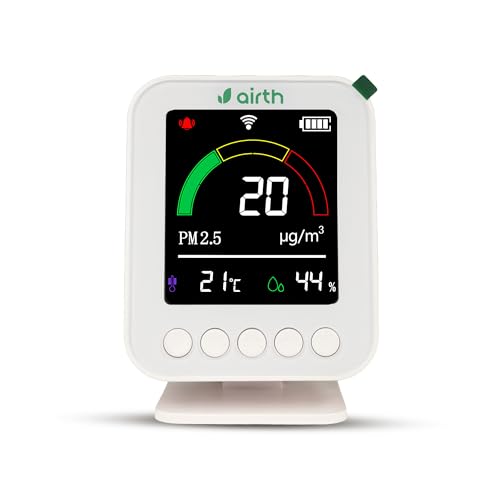 Image of AIRTH Smart Air Quality Monitor | Measures PM 2.5, Temperature and Humidity | Digital Display | Know What You Breath 24x7
