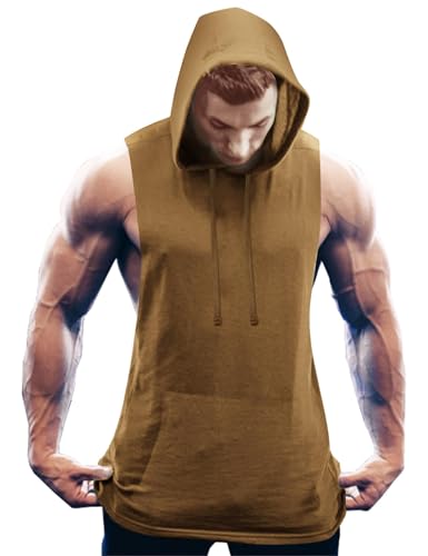 COOFANDY Tank Tops Herren Gym Shirt Workout Hoodie Tanktop Cut Off Muskelshirt Fitness Ärmelloses Shirt Sport Tshirts Herren Kapuzenpullover Braun(1 Stück) XL COOFANDY Tank Tops Herren Gym Shirt Workout Hoodie Tanktop Cut Off Muskelshirt Fitness Ärmelloses Shirt Sport Tshirts Herren Kapuzenpullover Braun(1 Stück) XL