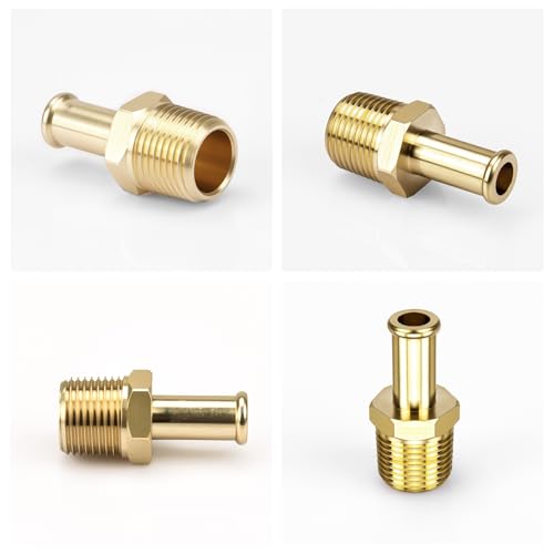 Image of Fuel Hose Fitting Adapter 3 /8 inch NPT to Hose Barb -65380 Fuel Line Fittings Compatible with Holley 12-289-11 & 350 SBC Fuel Pump Electric, Bypass Pressure Regulator 12-803 for Ford Mustang 289