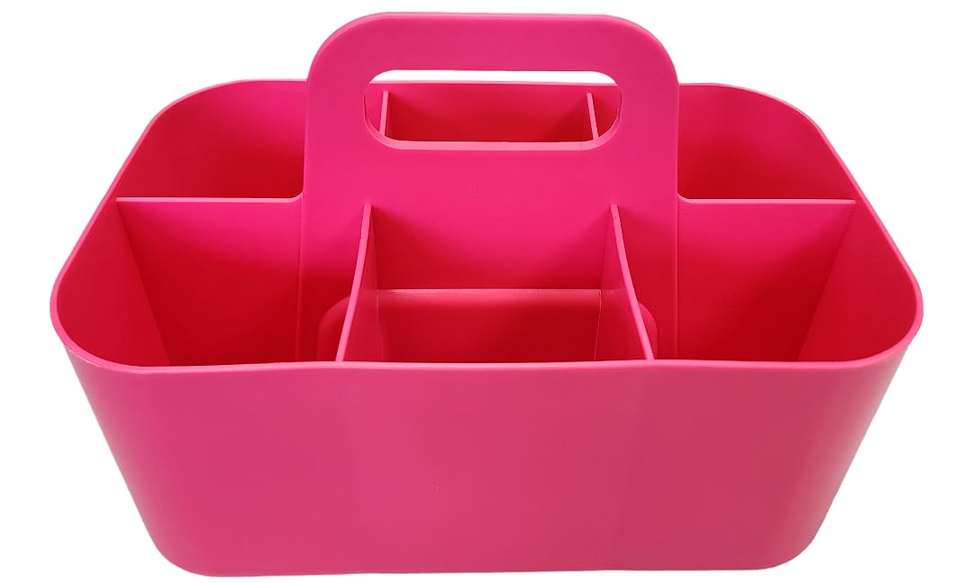Enjoy Organizer - Small Stackable and Portable Simple 6-Compartment Caddy - Made In USA Hot Pink