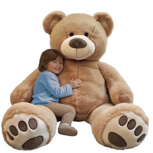 Anico 59' Tall (5 Foot) Giant Plush Bear, Stuffed Animal, Beige Teddy Bear with Smiling Face. Premium Stuffed Toy Teddy Bear, Perfect for Girlfriend, Kids, Valentine's Day, Christmas!