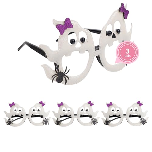 OH YEAH - 3 Gafas Halloween Infantiles Forma Fantasmas - Accesorios Divertidos para Disfraces, Fiestas y Photocall - Decoración Evento - Photocall Halloween - Gafas Divertidas para Celebraciones