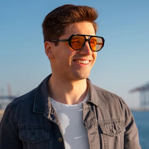 FEISEDY Retro Square Pilot Sunglasses Women Men 70s Vintage Trendy Plastic Frame Sun Glasses B41643