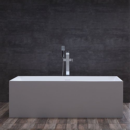 StoneArt Freistehende Badewanne aus Mineralguss Design Gussmarmor Standbadewanne moderne Wanne freistehend inkl. Ablaufgarnitur BS-532 175x73 weiß matt – Bild 4
