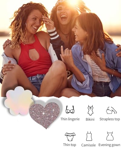 Image of CICKEE 15 Pairs Pasties Rave | Self-Adhesive Nipple Covers Pack Breast Petals Sticky Pasty Nipple Stickers