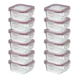 CASASELECCION Set 12 Tapers de Cristal para Conservar Alimentos de 310 ml. Tupper cristal hermético (12 recipientes y 12 tapas transparentes). Aptos para lavavajillas, microondas, horno y congelador