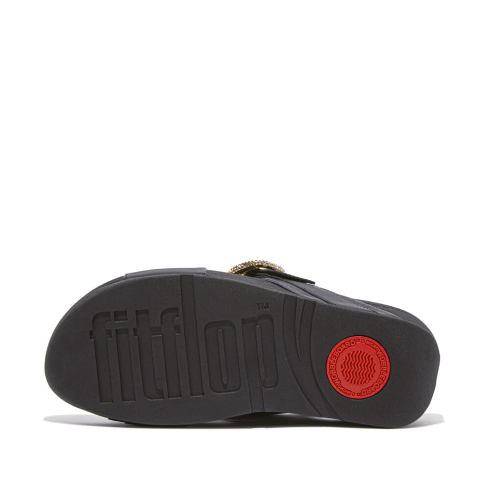 Fitflop Lulu Crystal-Buckle Leather Back-Strap Sandals, Sandalia Mujer