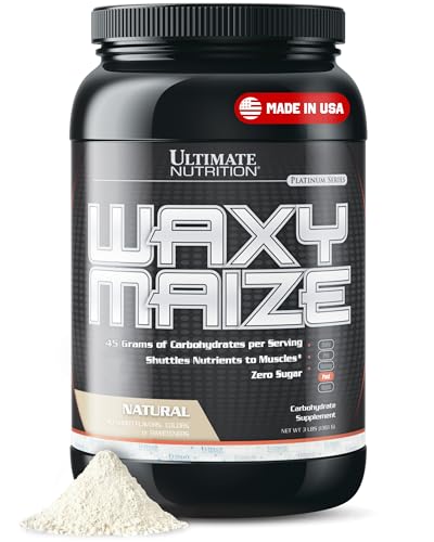 Ultimate Nutrition Carbohydrate Supplement Wazy Maize - Unflavored Carb Protein Shake Powder & Muscle Builder for Post Workout - Zero Sugar No Added Flavors Colors Or Sweeteners - 3 Pounds
