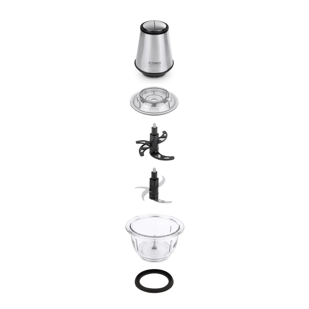 CASO UZ 400 – Tritatutto universale, 4 lame in acciaio inox di alta qualità, resistente contenitore in vetro da 1,2 litri, ideale per tritare frutta, verdura, pesce, carne, noci