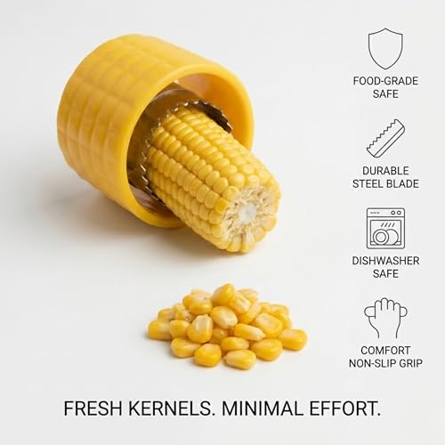Image of Sweet Corn Stripper Tool Stainless Steel Corn Kernel Remover with Plastic Body | Corn Peeler Cutter for Kitchen | Easy Corn Cob Kernel Remover for Cooking (Multicolor, 1 Pc)