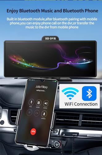 Image of Dash Camera for Car with 10.26 inch Touch Screen | Dual 1080P Front & Rear Cameras | 4+64GB | Android 10.0 | GPS | 4G Sim Connectivity | Bluetooth |ADAS | Live Remote Monitoring App dashcam