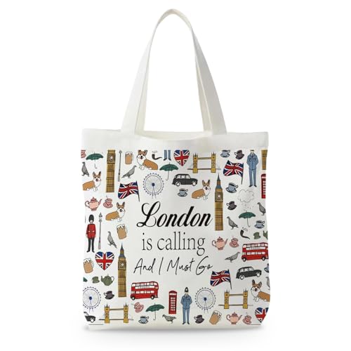 Cunegra Sac cadeau London Souvenir de Londres - Sac en tissu avec imprimé des deux côtés - Sac en toile pour femme - Sac en tissu pour le bureau, les...
