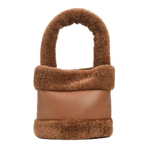 Sac à main tendance en peluche marron idéal pour vos sorties citadines