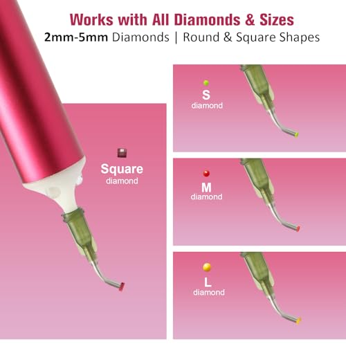 Image of DAFENCHI Cordless Electric Diamond Painting Pen with Light, Electric Diamond Art Painting Pen Vacuum, Automatic Diamond Dot Pen Kit, 2 Replacement Tip, DIY Diamond Art Painting Tool