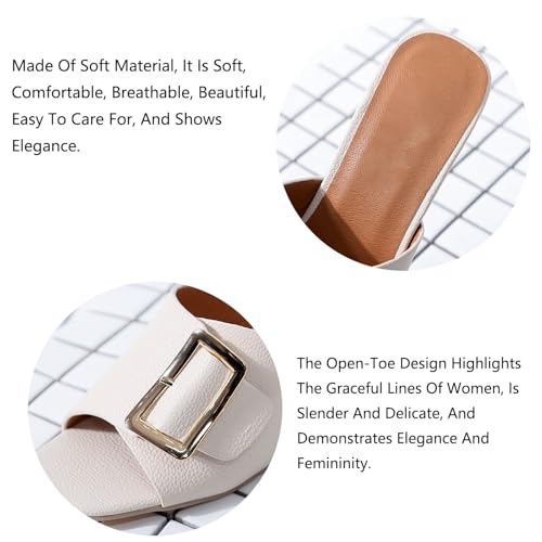 Women's Leather Buckle Decor Fish Mouth Chunky Heeled Sandals Slides Fashion Comfortable Square Open Toe Summer Slip On Dress Block Heel Dress Sandals for Outdoor Wedding Date Party3