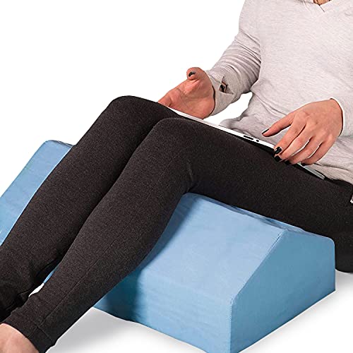 DMI Leg Elevation Bolster Pillow for Ankle and Knee Support, Leg Elevation, Back, Lumbar and Neck Pain Relief, 30 Degree Angle, 17 x 10 x 7 inches, Blue