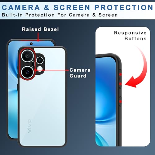 Image of CEDO Backcover for Vivo X200 Fe (5G) | Camera Protection Bump Shockproof Edge | Ultra Hybrid Transparent Acrylic Clear TPU+PC Hard Backcase Cover (Black)