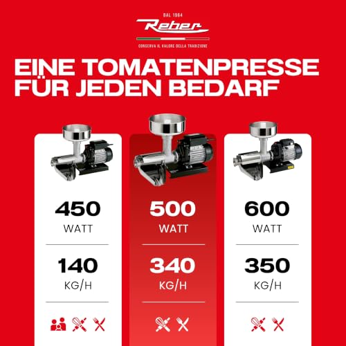 Foto von Reber Elektrische Tomatenpresse Nr. 5 500 W für Passata und Konserven