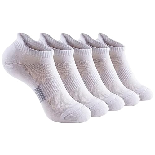Mens Cushion Ankle Socks Men 5 Pack Low Cut Comfort Breathable Casual Socks Solid Color Sport Short Socks
