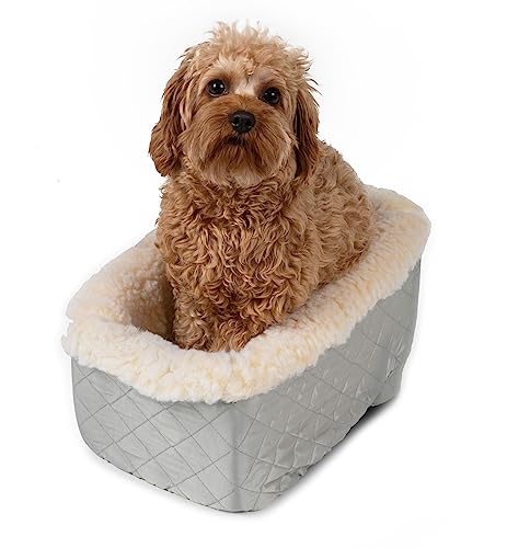 Image of Snoozer Console Pet Car Seat Cream Fur, Small, Grey