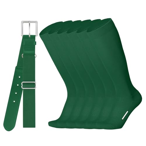 JASGOOD Baseball Socks and Belt Combo Set 3 for Youth Adult Softball Socks and Belt Football Socks for Kids Boys Girls