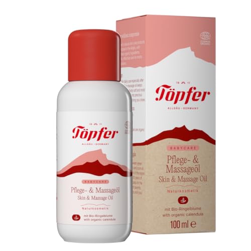 Töpfer Babycare Pflege- & Massageöl – tägliche Hautpflege & sanfte Massage – mit Bio-Olivenöl – dermatologisch getestet – 100ml