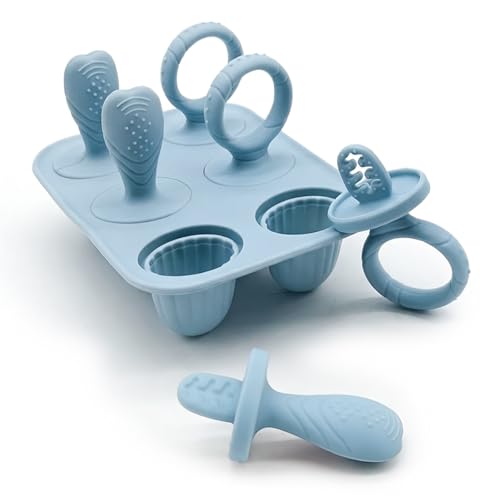 Ice Lolly Moulds 6 Pcs Silicone Lolly Moulds with Sticks BPA Free Reusable Ice Pop Moulds Mini Popsicle Mould for Homemade Fruit Puree Yogurt and Juice Easy Release Ice Pop Moulds Blue