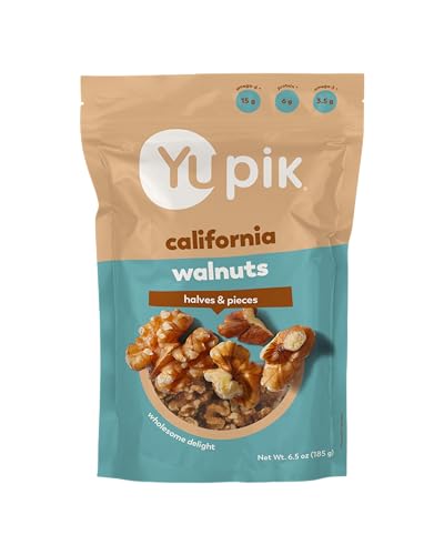Yupik California Walnuts, Halves and Pieces, 6.5 Oz, Gluten-Free, Kosher, Raw Nuts, Unsalted, Unroasted, No Shell, Healthy Snacks, Source of Omegas