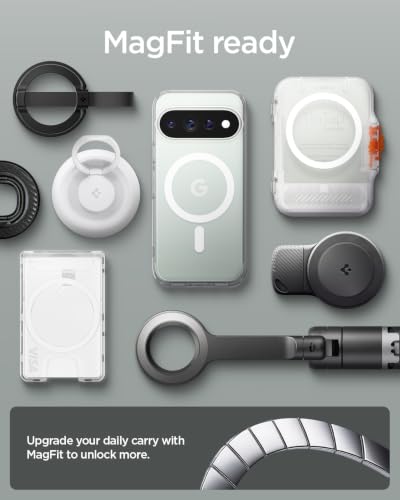 Image of Spigen Ultra Hybrid MagFit for Google Pixel 11 Pro XL Case, Clear White | Compatible with Pixelsnap, Anti-Yellowing, Air Cushion Tech, Military-Grade Drop Protection, Compatible with MagSafe
