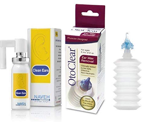 Oto Clear Ohrenschmalzspritze + Clean Ears Pumpspray 15ml Set - Ohrenschmalzentfernung, saubere Ohren, Ohrenreiniger, Ohrenreinigung