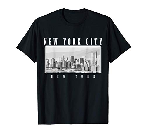 NYC New York City Skyline NY Pride Black & White Vintage T-Shirt