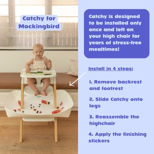 Image of CATCHY - Food Catcher - Compatible with Mockingbird High Chair + 12 Other High Chairs - Highchair Sold Separately - Baby & Toddler Food & Mess Catcher - Under High Chair Accessory | High Chair Food Catcher - High Chair Sold Separately - Baby & Toddler Food & Mess Catcher - Under High Chair Accessory