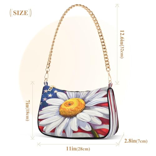 Image of Shoulder Bags for Women American US Flag Independence Day Patriotic Hobo Tote Handbag Small Clutch Purse with Zipper Closure