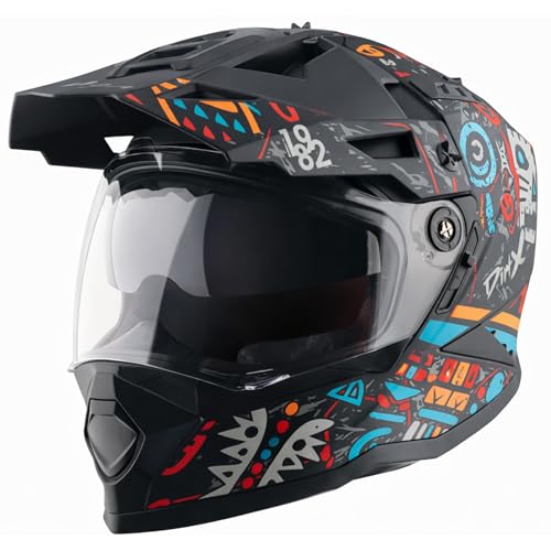 Image of Vega VF 11 Dirt-X Challenge Full Face Riding Helmet with Matte Shock Absorbing Shell, Aerodynamic Design, Ventilated Interior, Aggressive Racing Styling Dull Black Red -XL