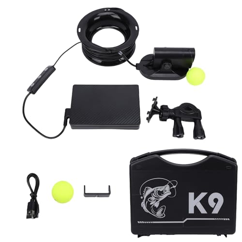 Walmeck Buscador de Peces Subacuáticos con Cámara Posicionamiento Automático de Bola Flotante Vista Multicapa Sensor Temperatura para (Cable K9 Básico 20m)