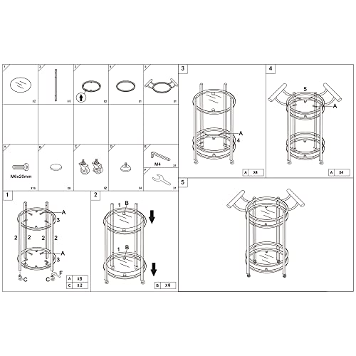 Azl1 Life Concept Modern 2-Tier Oval Metal Rolling Bar, Serving, Utility Mobile Cart With Handles And Spill Guard In Gold/Clear Glass And Mirror #TOP6