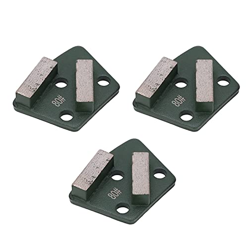 Concrete Floor Grinder, 3PCS Trapezoid Floor Grinding Pad Disc Diamond Floor Grinding Discs Diamond Concrete Grinding Disc 80# Grit 2 Long Teeth Metal Scraper for Grinder Floor Concrete