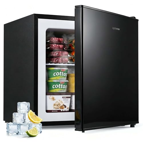 Upstreman Mini Congélateur 35L, -24℃ Petit Congélateur de 4 Étoiles, Porte Réversible, Silencieux, Économie d'Énergie, pour Chambre, Bureau, Hôtel, Noir, UF35