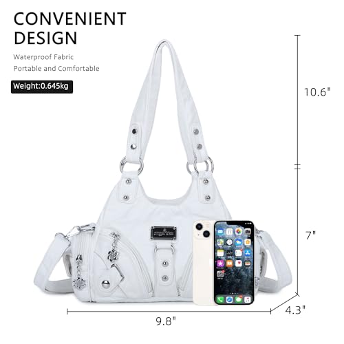 Image of Angel Kiss Purses for Women Small Hobo Shoulder Bags Vagen Leather Multi-Pocket Tote Bag with Zipper