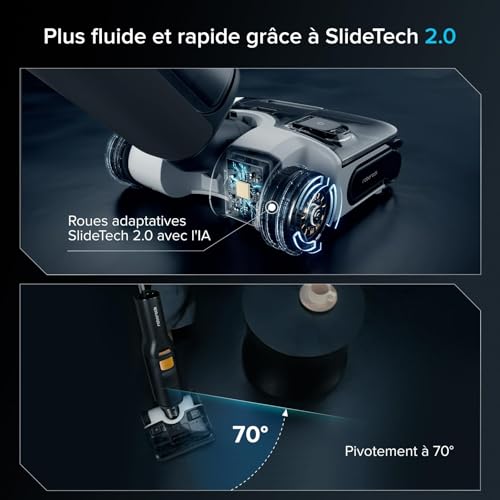 Aspirateur laveur sans fil roborock F25 XT tout-en-un inclinaison 180