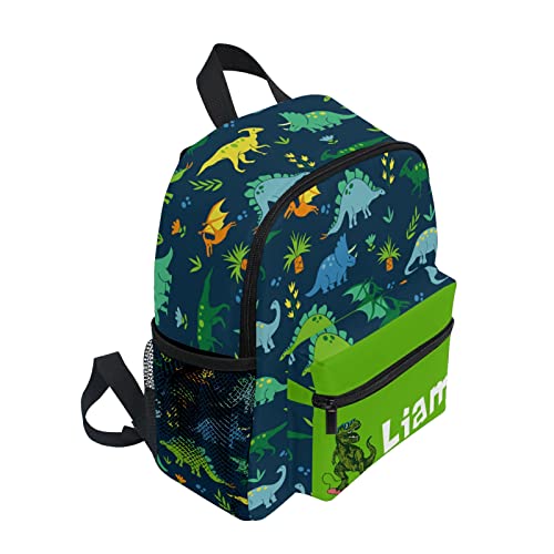 MCHIVER Custom Green Dinosaur Kids Toddler Backpack Personalized School Bag with Chest Strap for Boys Girls Preschool Kindergarten Nursery Children Bag2