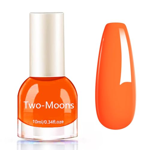 Orange Nail Polish - Bright Orange Nail Varnish Quick Dry - Neon Breathable Nail Polish - Oil Based Formula Long Lasting Autumn Nail Varnish No UV Needed